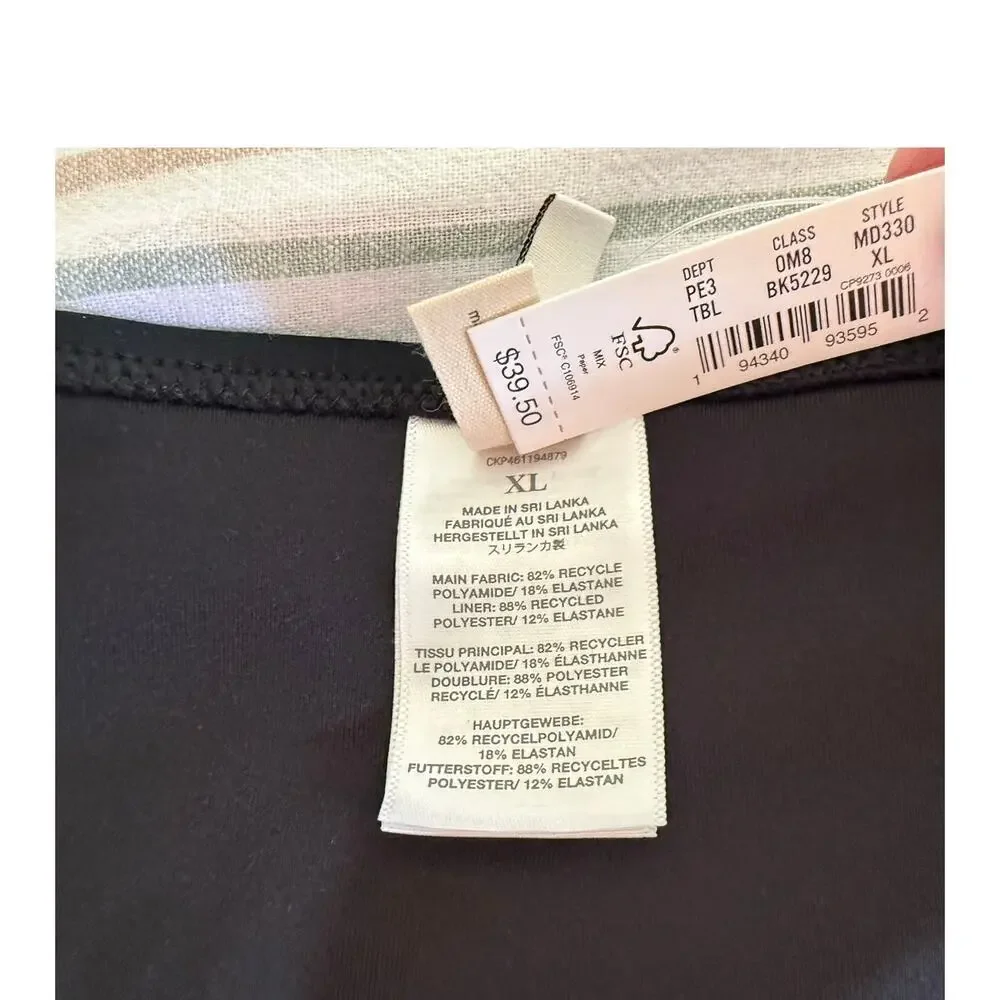 Madewell Classic Contrast Bikini Bottom, Black, Size XL - NEW with tags